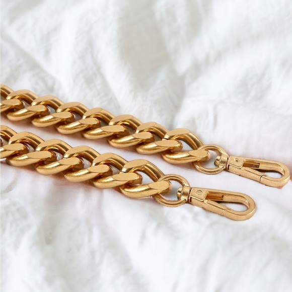 Antique Gold Shoulder Curb Chain Purse Strap Replacement 25” - Picture 2 of 4